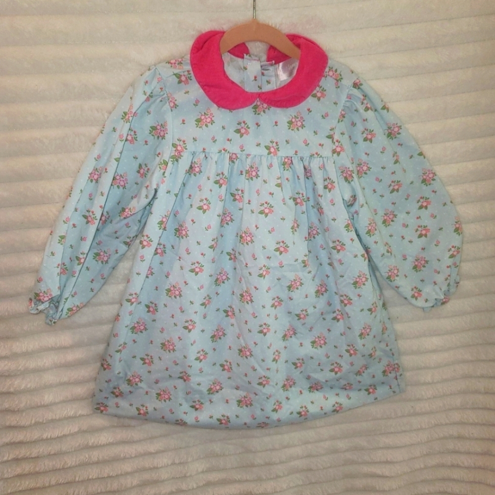 Eliza James kids peter pan collar pink and blue floral dress size 5t